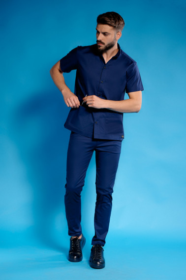 Bluză medicală bleumarin cu nasturi - Medical - Davido Design