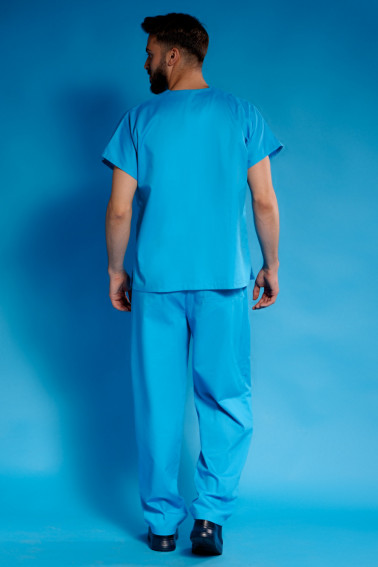 Bluză medicală albastru deschis cu guler in V - Medical - Davido Design