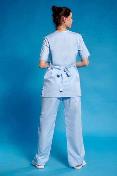 Uniformă medicală cu bluza kimono bleu - Medical - Davido Design