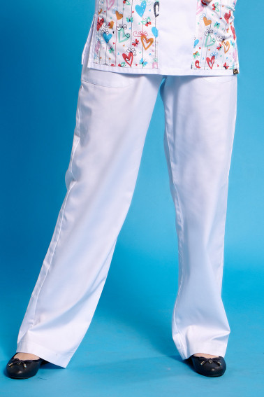 Pantaloni albi cu elastic