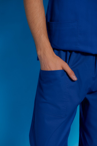 Uniformă curaţenie albastră cu guler in V - Curatenie - Davido Design