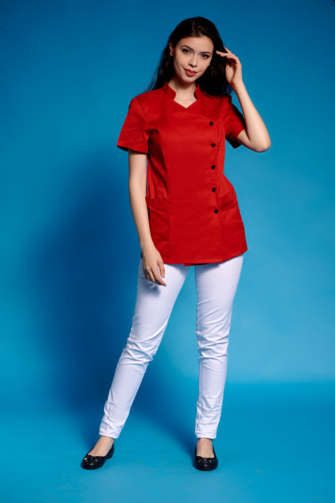Bluză beauty roşie cu nasturi metalici - Beauty&Spa - Davido Design
