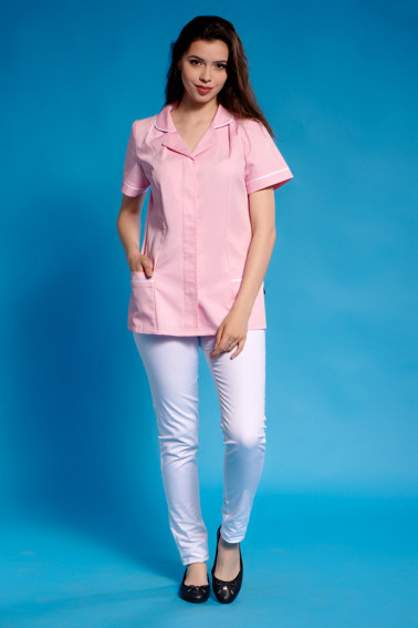 Bluză beauty roz cu accente albe - Beauty&Spa - Davido Design