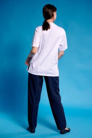 Bluză curaţenie albă cu accente imprimate - Curatenie - Davido Design