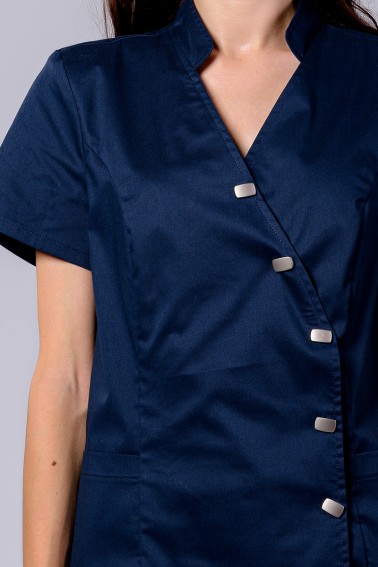 Tunică medicală damă bleumarin cu capse - Medical - Davido Design