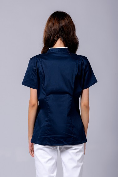 Bluză damă bleumarin cu accent alb - Colecții - Davido Design
