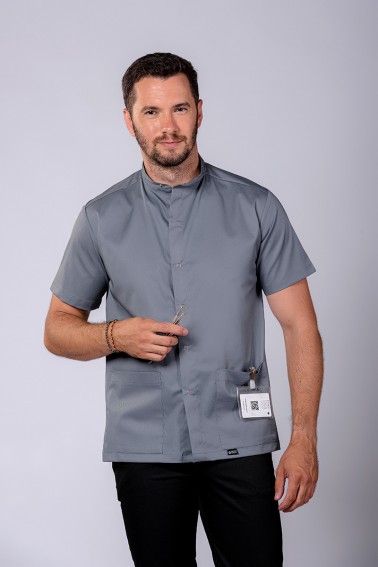 Bluză medic gri cu capse - Medical - Davido Design