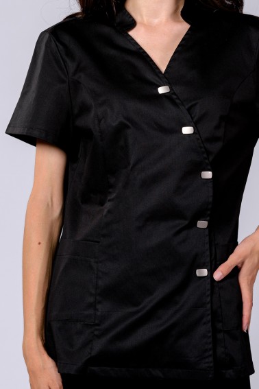 Bluză neagră damă cu capse - Colecții - Davido Design