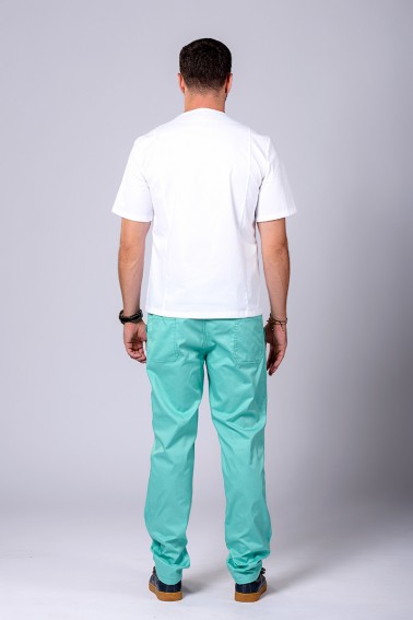 Uniformă medic albă cu accent verde deschis - Medical - Davido Design