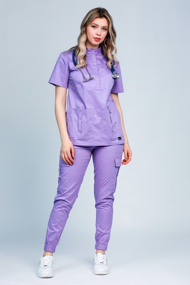 Uniformă medicală damă HelloDoc lila inchis - Medical - Davido Design