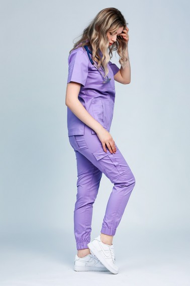 Uniformă medicală damă HelloDoc lila inchis - Medical - Davido Design