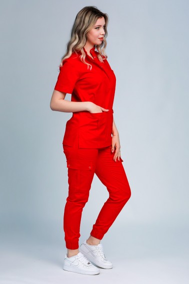 Uniformă medicală damă HelloDoc rosu - Medical - Davido Design