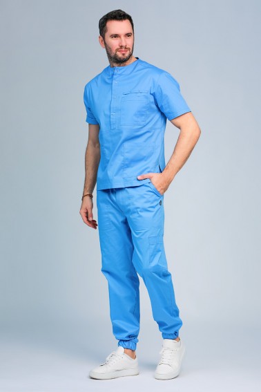 Uniformă medicală bărbat HelloDoc albastru - Medical - Davido Design