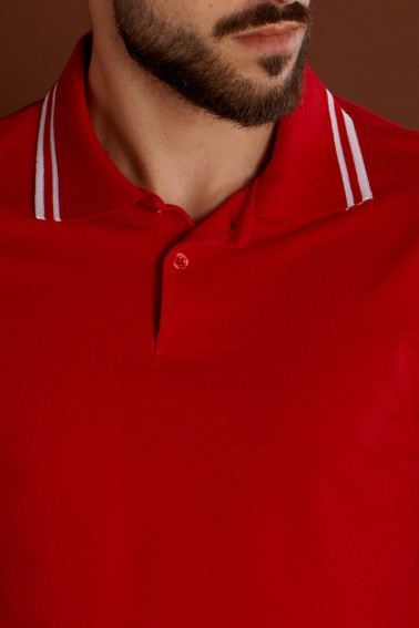 Tricou polo roşu cu accent de culoare - Retail - Davido Design