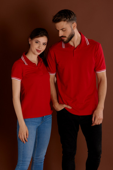 Tricou polo roşu cu accent de culoare - Retail - Davido Design