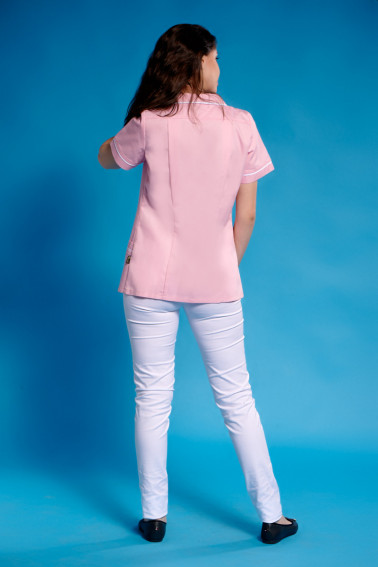 Bluză curaţenie roz cu accente albe - Curatenie - Davido Design
